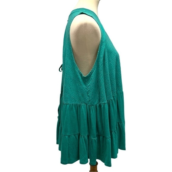 Free People Right On Time Vibrant Green Tiered Tunic Top Womens Small - Picture 12 of 15